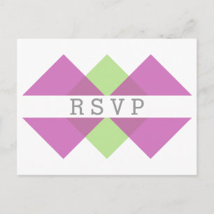 Fuchsia Green Geometric Triad RSVP Postcard