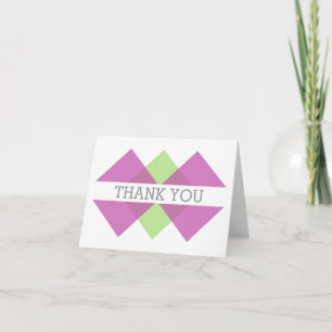 Fuchsia Green Geometric Triad Thank You Card