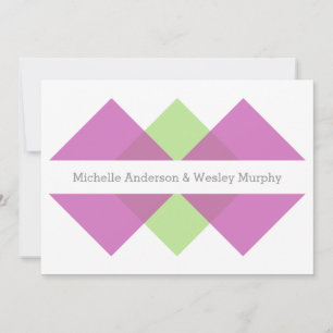 Fuchsia Green Geometric Triad Wedding Invite