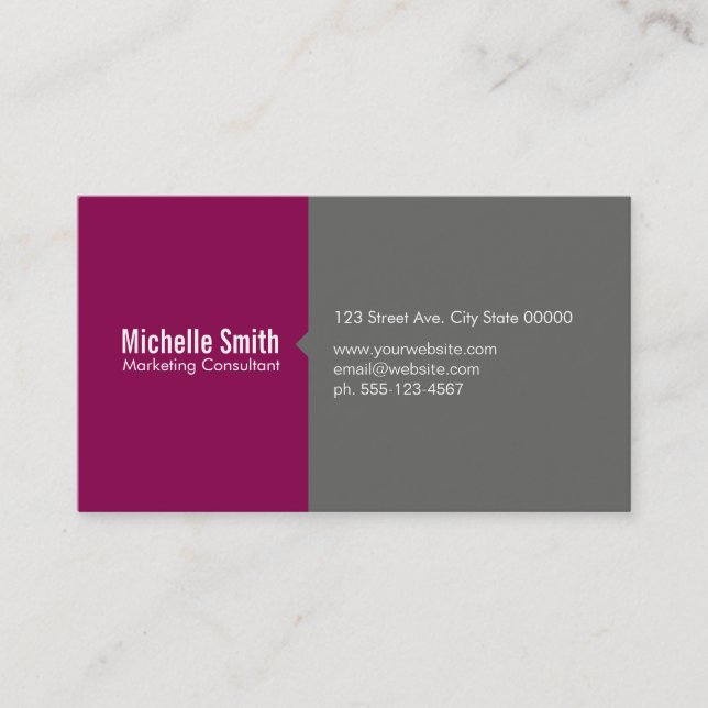 Fuchsia & Grey Business Card (Front)