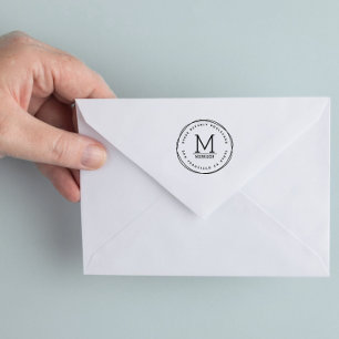 Fuchsia Hand-drawn Circles Custom Return Address Self-inking Stamp