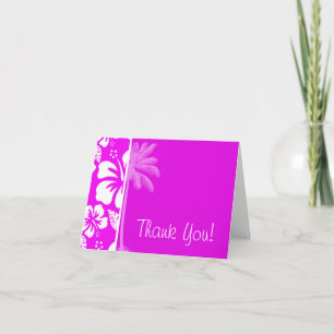 Fuchsia Hawaiian Tropical Hibiscus; Palm Thank You Card