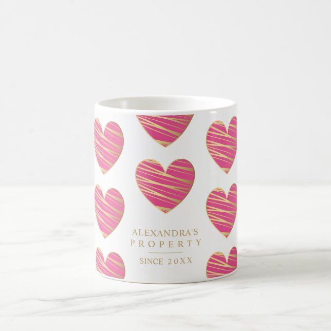 Fuchsia Heart Best Friends Occasion Gift Coffee Mug (Center)