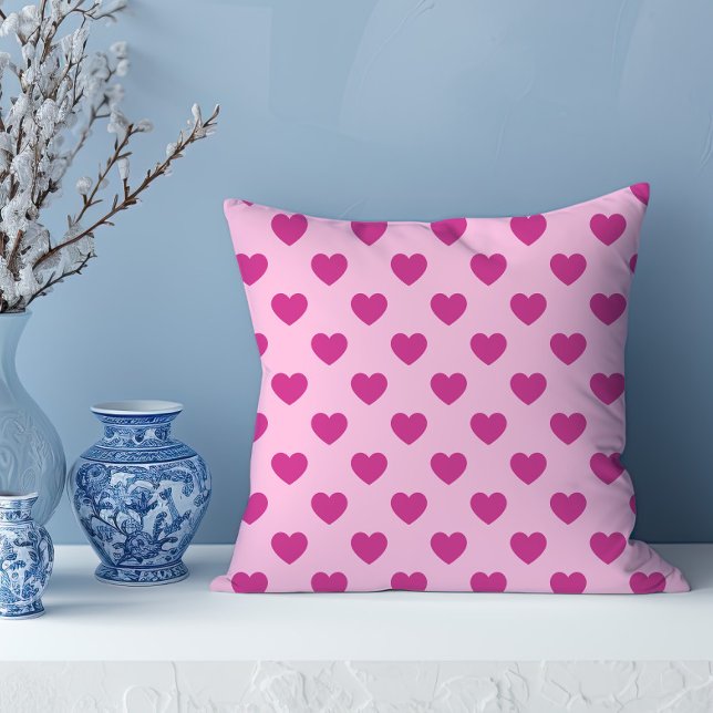 Fuchsia Heart Pattern Pink Preppy y2k Cushion (Creator Uploaded)