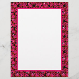 Fuchsia Hibiscus Border Stationery to Customise