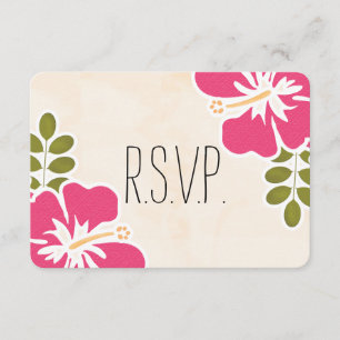 FUCHSIA HIBISCUS HAWAIIAN WEDDING RESPONSE CARD