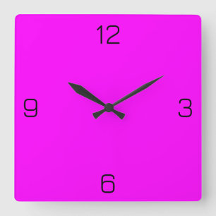 Fuchsia / Hot Pink FF00FF - Option to Add Name Square Wall Clock