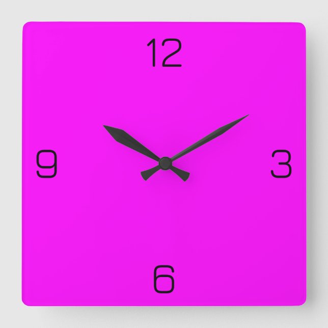 Fuchsia / Hot Pink FF00FF - Option to Add Name Square Wall Clock (Front)