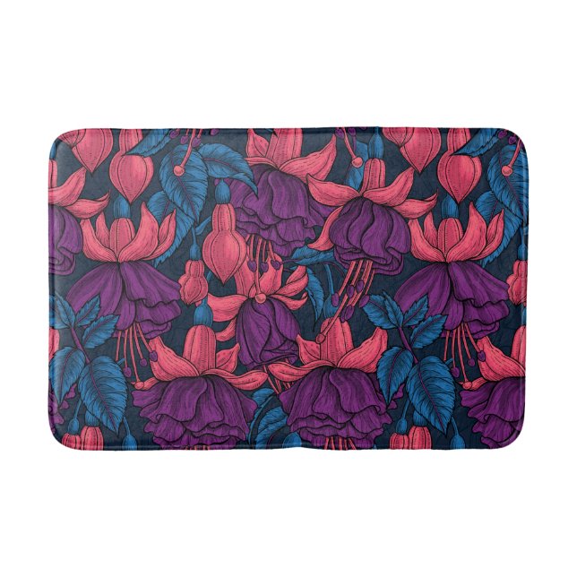 Fuchsia in blue and purple bath mat (Front)