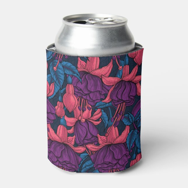 Fuchsia in blue and purple can cooler (Can Front)