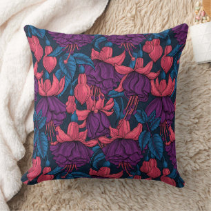 Fuchsia in blue and purple cushion