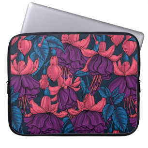 Fuchsia in blue and purple laptop sleeve