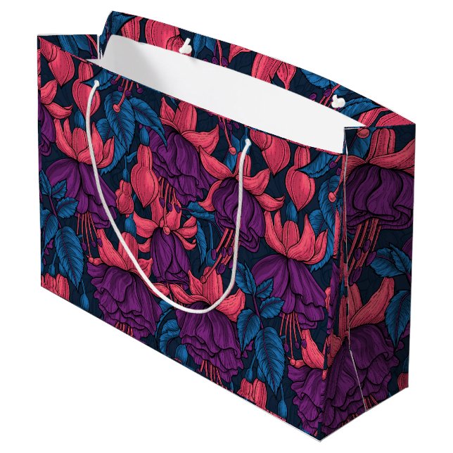 Fuchsia in blue and purple large gift bag (Back Angled)