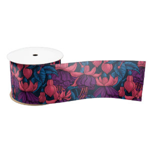 Fuchsia in blue and purple satin ribbon