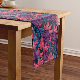 Fuchsia in blue and purple short table runner