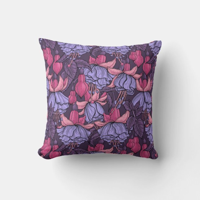 Fuchsia in pink and violet cushion (Front)