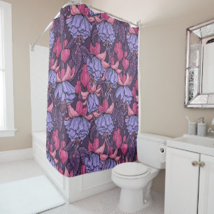 Fuchsia in pink and violet shower curtain