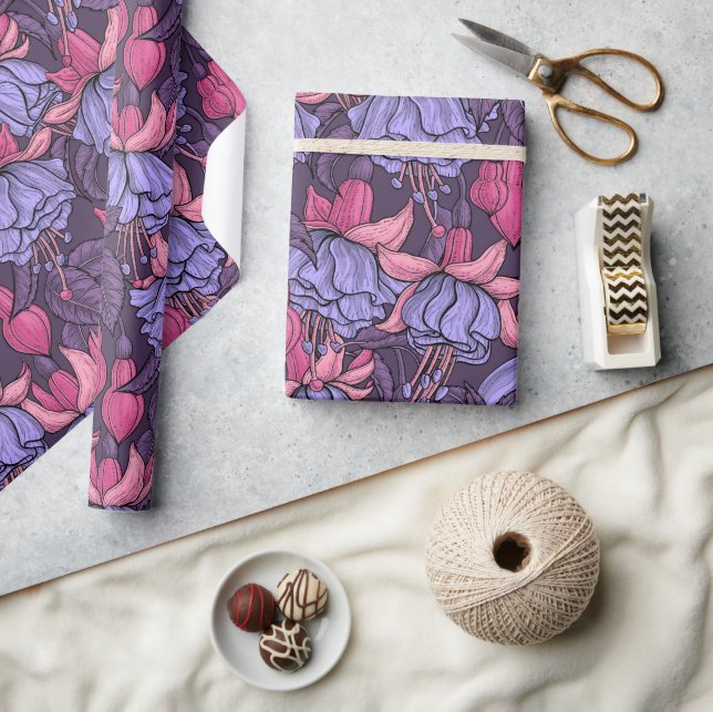 Fuchsia in pink and violet wrapping paper (Crafts)