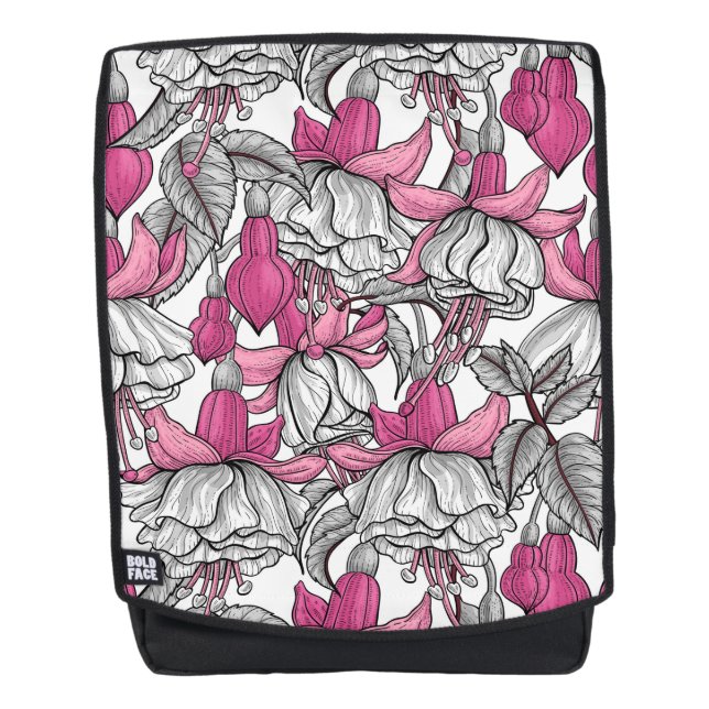 Fuchsia in white and pink backpack (Front)
