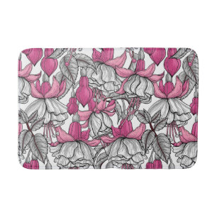 Fuchsia in white and pink bath mat