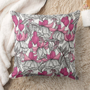 Fuchsia in white and pink cushion