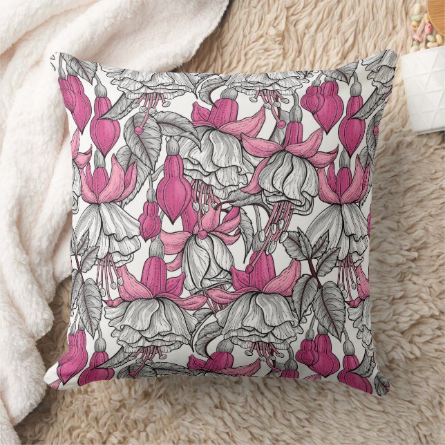 Fuchsia in white and pink cushion (Blanket)