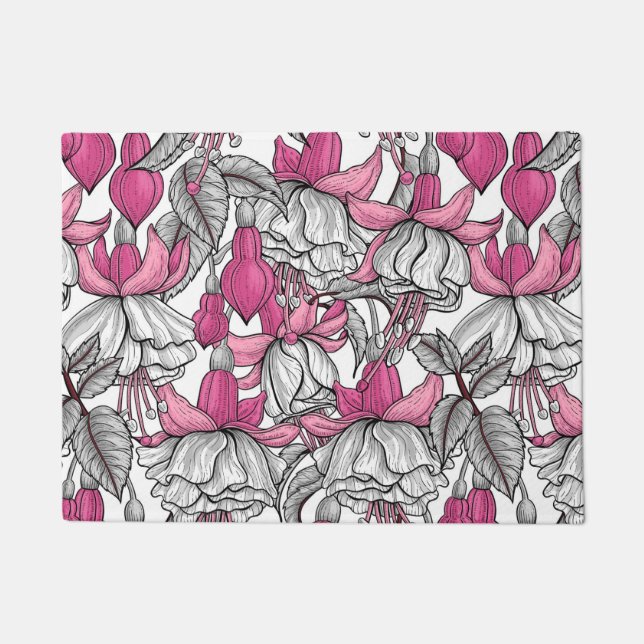 Fuchsia in white and pink doormat (Front)