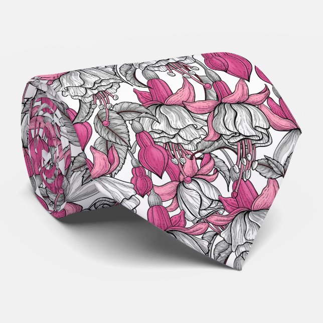 Fuchsia in white and pink tie (Rolled)