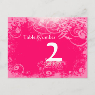 Fuchsia Kanji for Love Swirl Table Number Cards