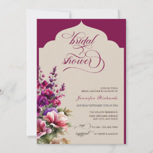 Fuchsia   Lavender   Watercolor Bridal Shower  Invitation