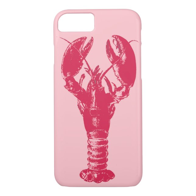 Fuchsia Lobster on Light Pink Case-Mate iPhone Case (Back)