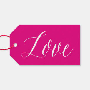 Fuchsia Love Script   Modern Calligraphy Gift Tag