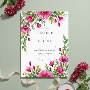 Fuchsia Lush Bloom Wedding Invitation