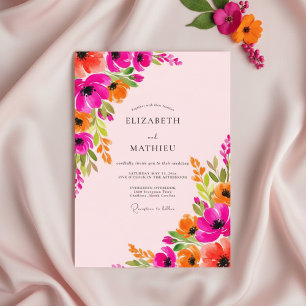 Fuchsia Lush Floral Whimsy Wedding Invitation