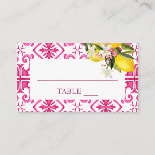 Fuchsia Majolica magenta tiles bridal shower  Place Card