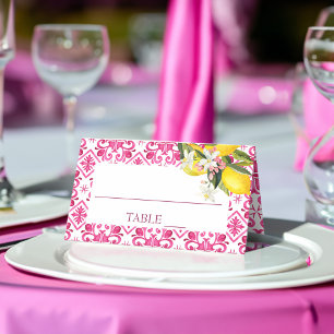 Fuchsia Majolica magenta tiles bridal shower  Place Card