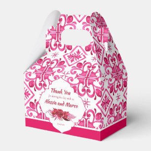 Fuchsia Majolica magenta tiles personalised  Favour Box