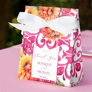 Fuchsia Majolica tiles orange dahlia template Favour Box