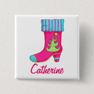 Fuchsia Merry Christmas Stocking Name Badge