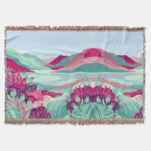 Fuchsia Mint Highland Loch Blanket
