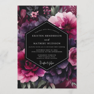 Fuchsia Moody Flora Wedding Invitation