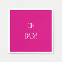 Fuchsia Oh Baby Baby Shower Paper Napkin