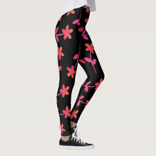 Fuchsia Orange Black Floral 4Cindy Leggings