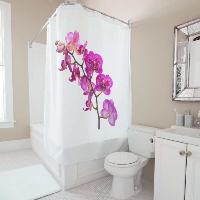 Fuchsia Orchid Spray Shower Curtain (In Situ)