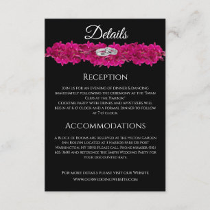 Fuchsia Orchids on Black- Wedding  Enclosure Card