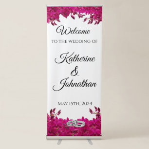 Fuchsia Orchids on White-Wedding- Retractable Banner