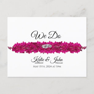 Fuchsia Orchids on White-Wedding RSVP- Invitation Postcard