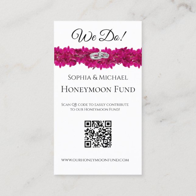 Fuchsia Orchids- We Do-Wedding Rings-Registry- Business Card (Back)