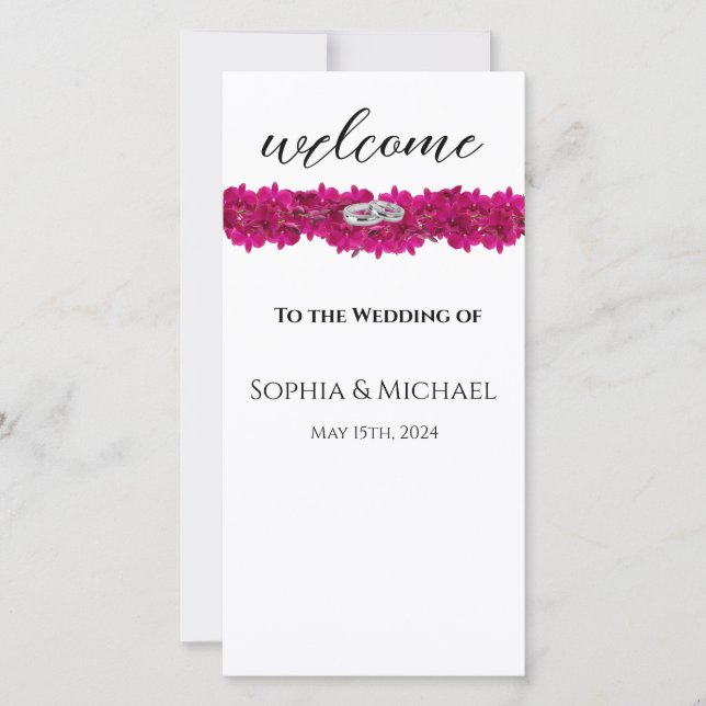 Fuchsia Orchids-Wedding Rings-Wedding Program- (Front)