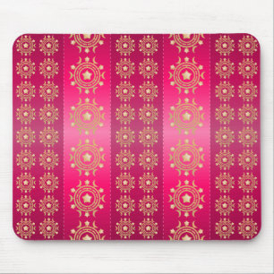 Fuchsia Oriental Mandala Pattern Mouse Mat